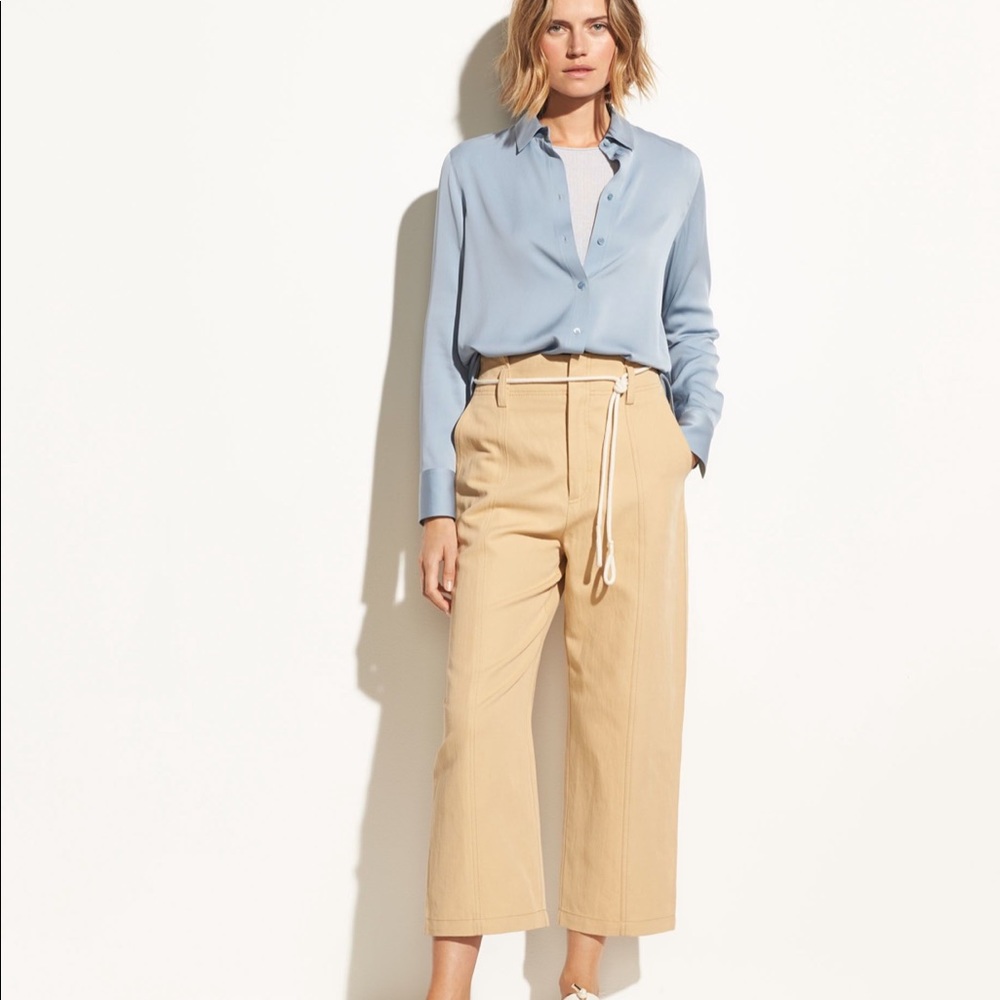 NEW Vince High Rise Linen and Cotton Crop Pant